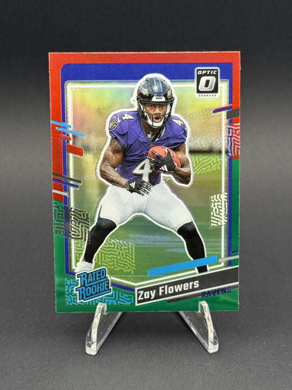 2023 Donruss Optic #307 Zay Flowers Rated Rookie Preview Red & Green Prizm (RC)