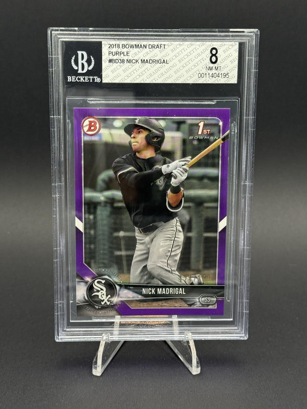 2018 Bowman Draft #BD-38 Nick Madrigal Purple BGS 8 #/250