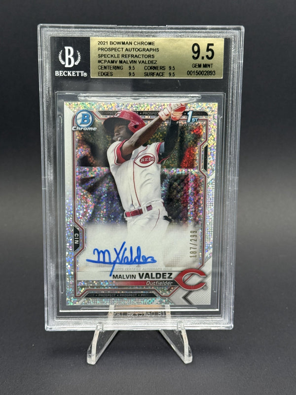 2021 Bowman Chrome Auto #CPAMV Malvin Valdez Prospect Speckle #/299 BGS 9.5
