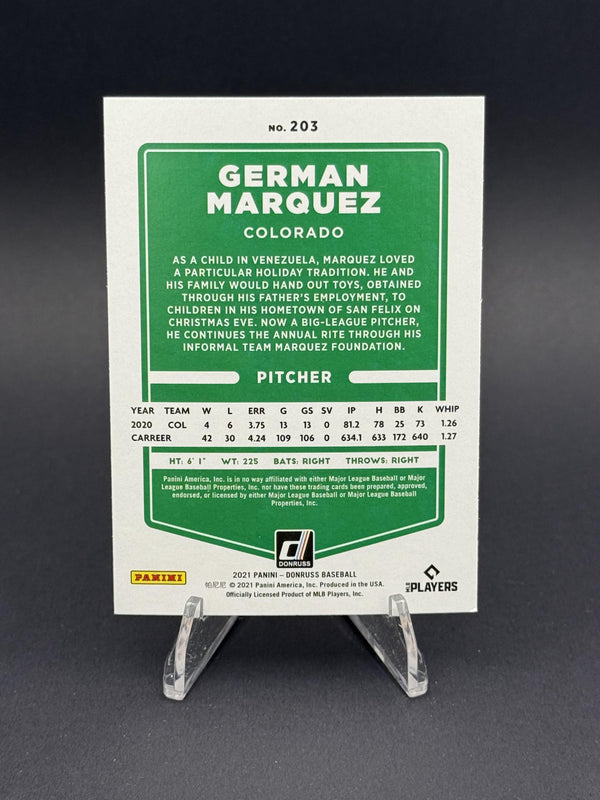 2021 Donruss #203 German Marquez Holo Blue