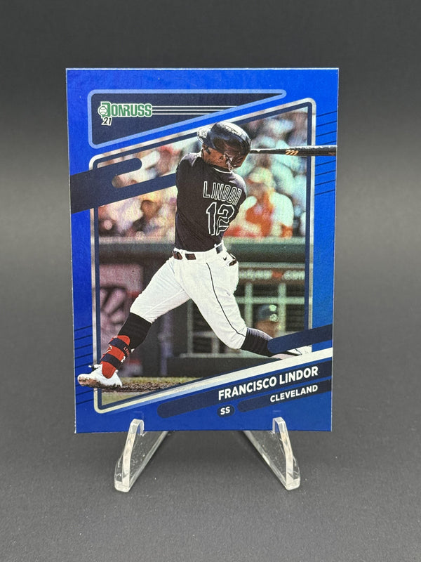2021 Donruss #139a Francisco Lindor Holo Blue