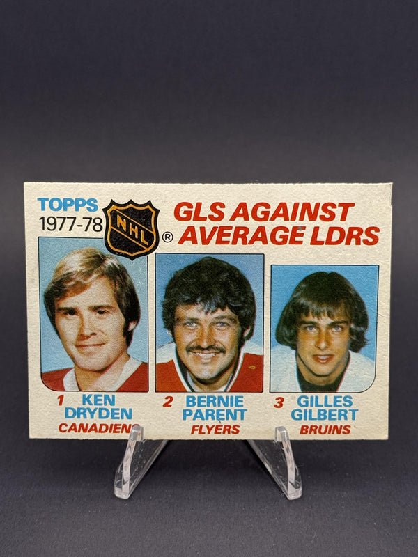 1978-79 Topps #68 1977-78 Goals Against Average Leaders (Dryden/Parent/Gilbert)