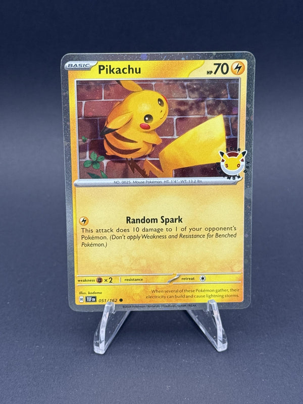 Pokemon 30th Anniversary #051/162 Pikachu Promo w/ SWIRL! w/ coin