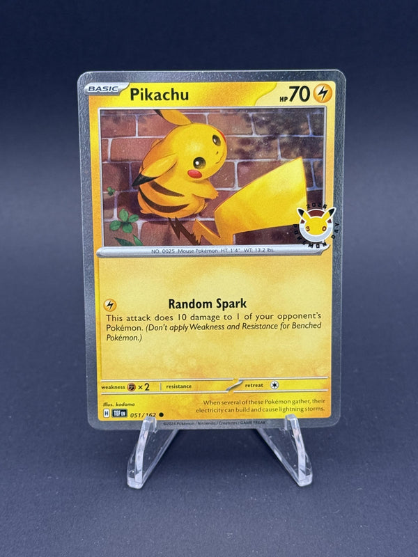 Pokemon 30th Anniversary #051/162 Pikachu Promo w/ SWIRL! w/ coin