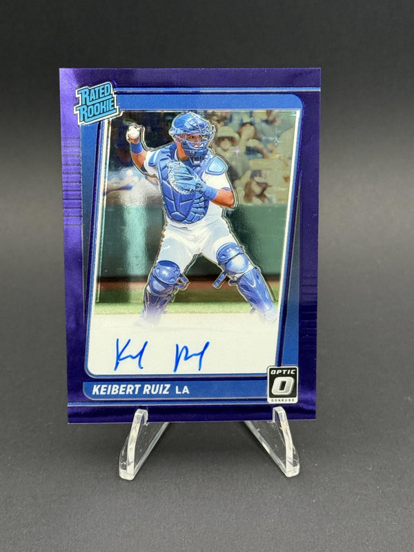 2021 Donruss Optic #RRS-KR Keibert Ruiz Rated Rookie Purple Stars Auto (RC) #/99