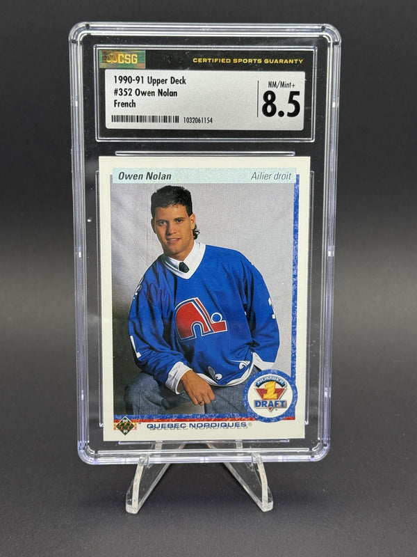 1990-91 Upper Deck #352 Owen Nolan (RC) French CSG 8.5