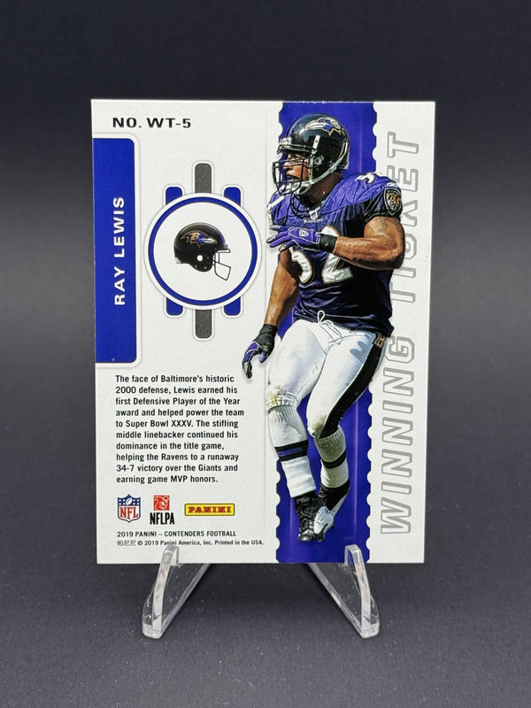 2019 Panini Contenders #WT-5 Ray Lewis Winning Ticket