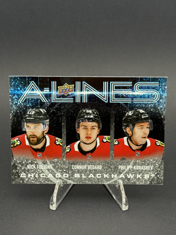 2024-25 Upper Deck #AL-7 Foligno/Bedard/Kurashev A-Lines Speckle