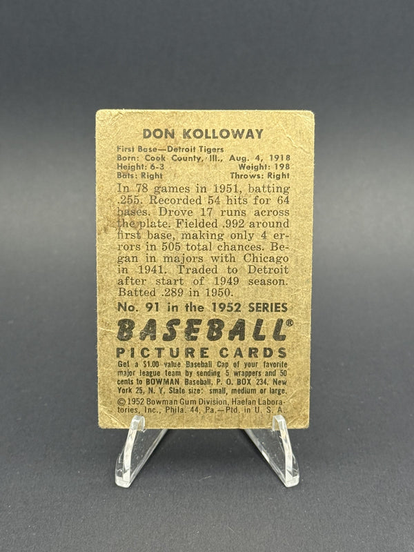 1952 Bowman #91 Don Kolloway