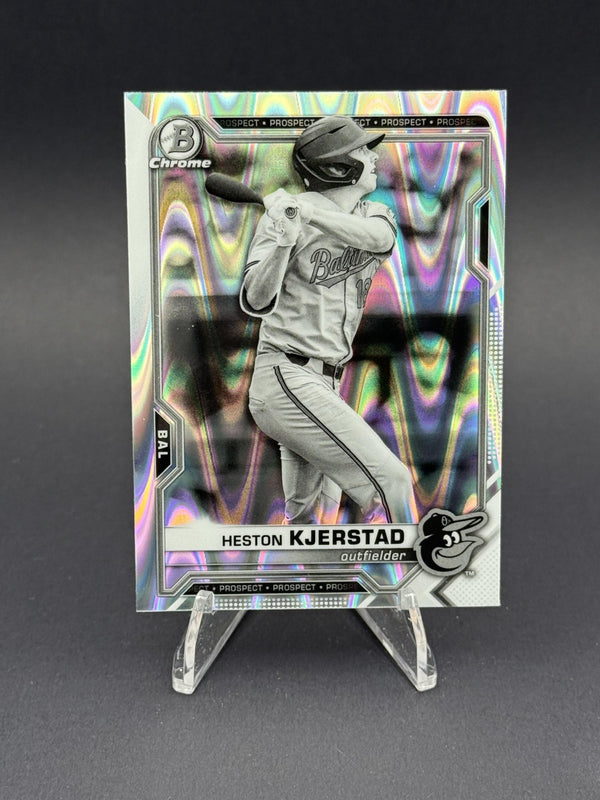 2021 Bowman Draft #BDC-40 Heston Kjerstad Chrome Black & White RayWave Refractor