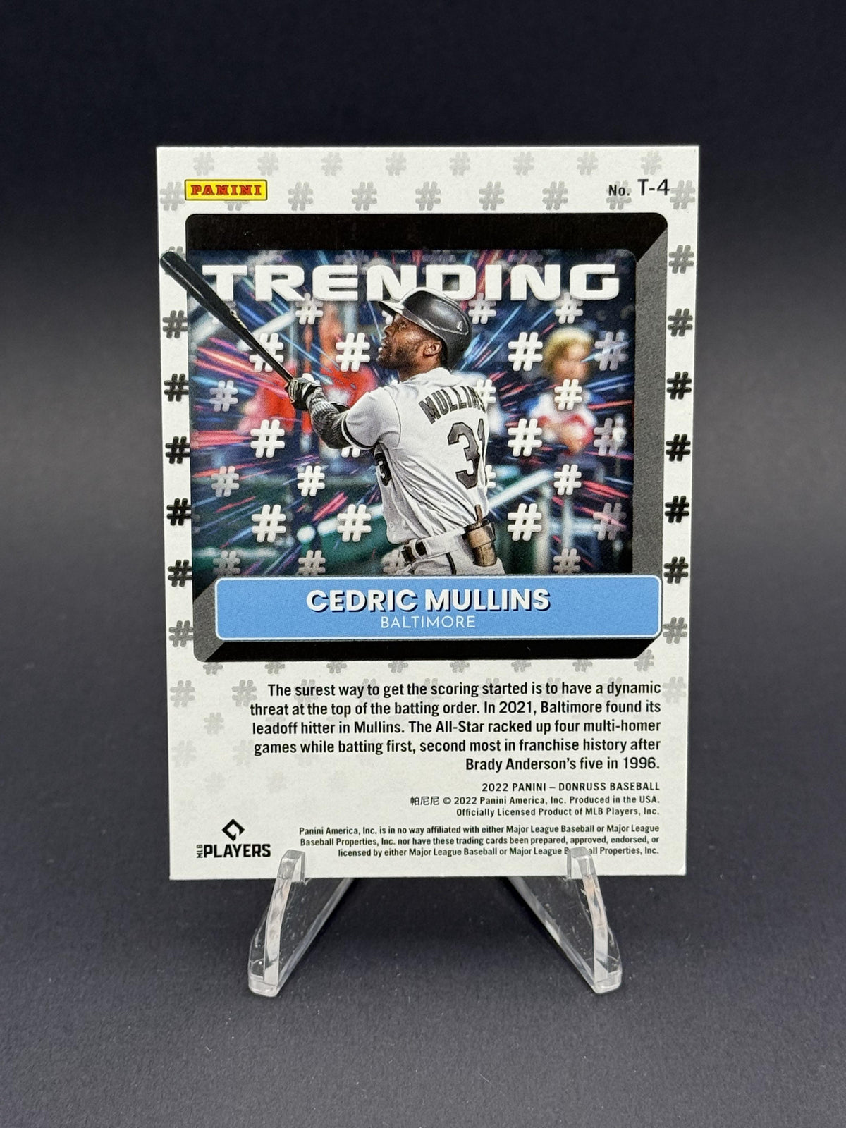2022 Donruss #T-4 Cedric Mullins Trending Rapture