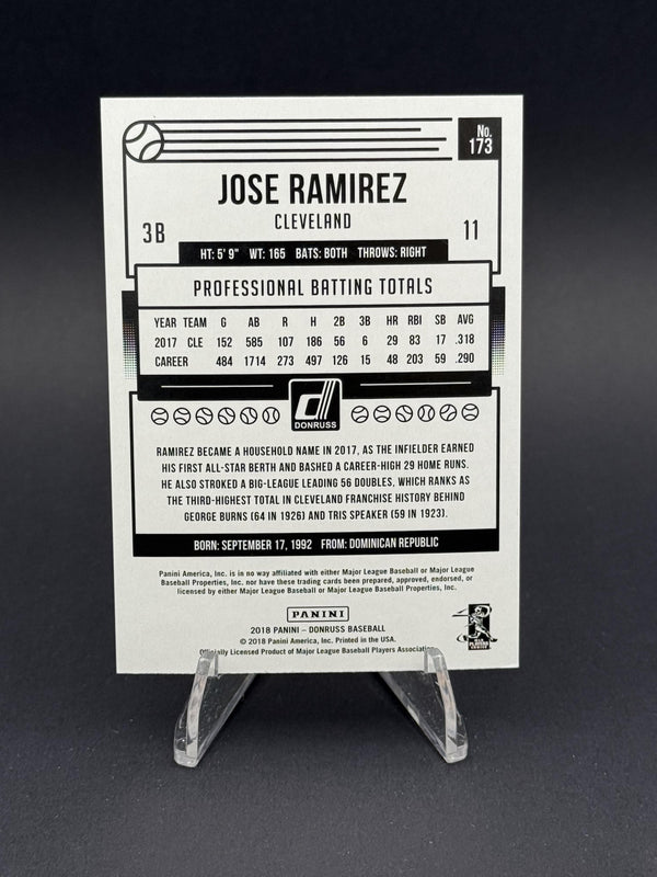 2018 Donruss #173 Jose Ramirez Holo Blue