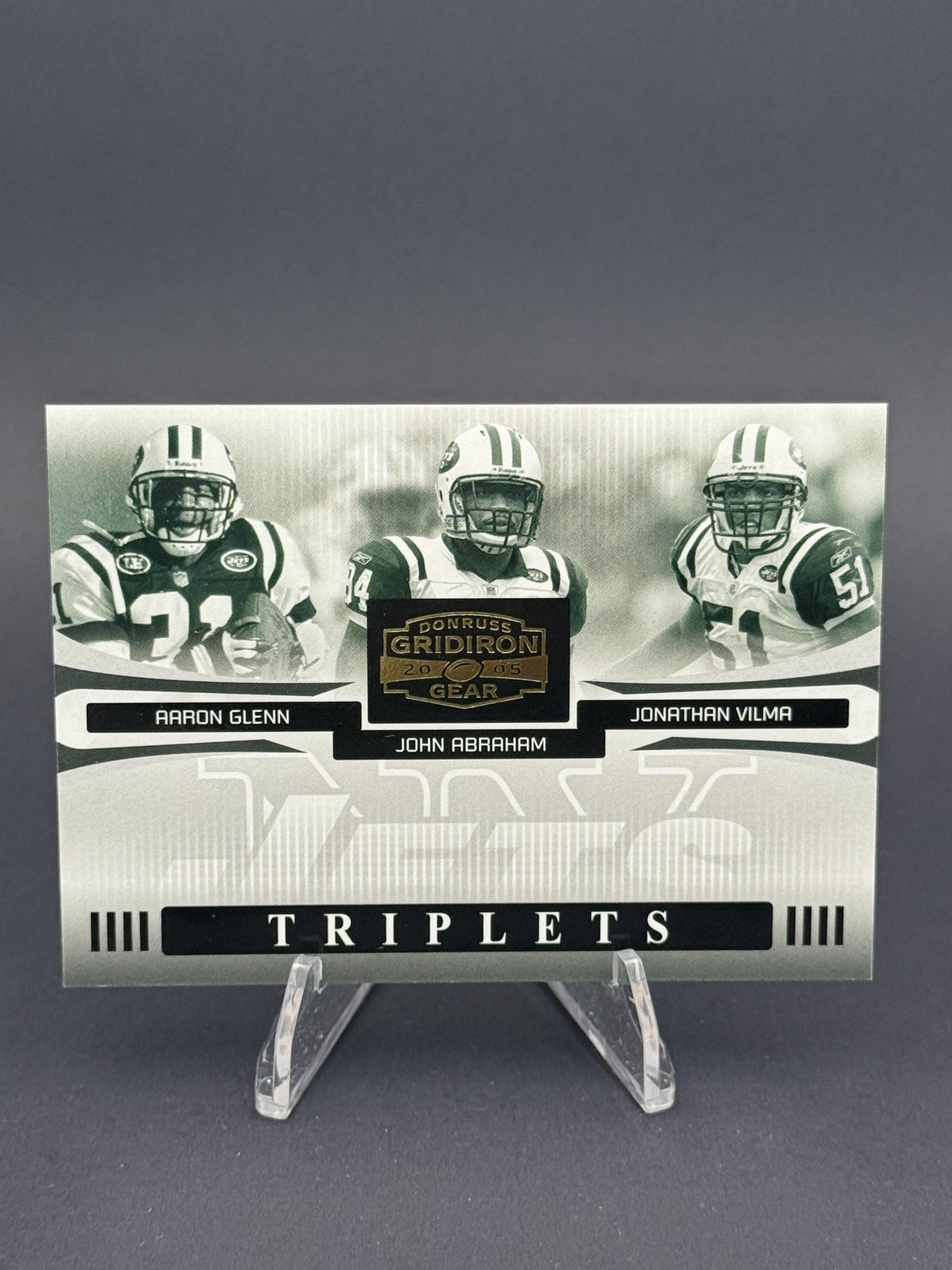 2005 Donruss Gridiron Gear #T-1 Glenn / Abraham / Vilma Triplets Gold #0822/1000