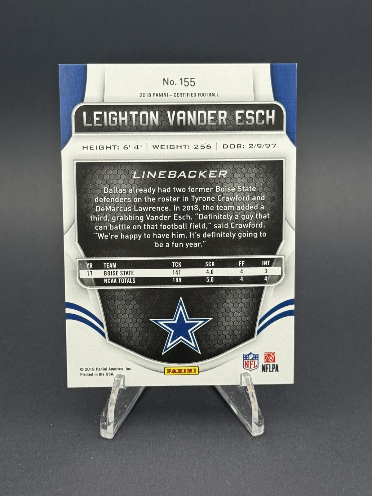2018 Panini Certified #155 Leighton Vander Esch (RC) #940/999