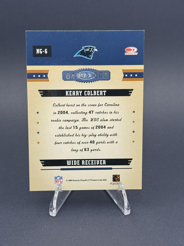 2005 Donruss Gridiron Gear #NG-6 Keary Colbert Next Generation Gold #0470/1000
