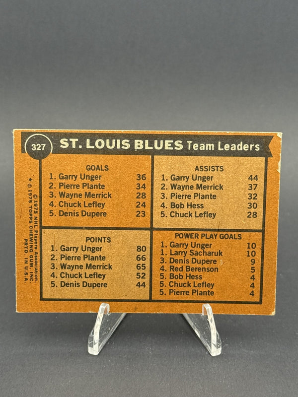 1975-76 O-Pee-Chee #327 St. Louis Blues Team Leaders