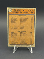 1974-75 Topps #5 '73-74 Penalty Minute Leaders (Bryan Watson / Dave Schultz)