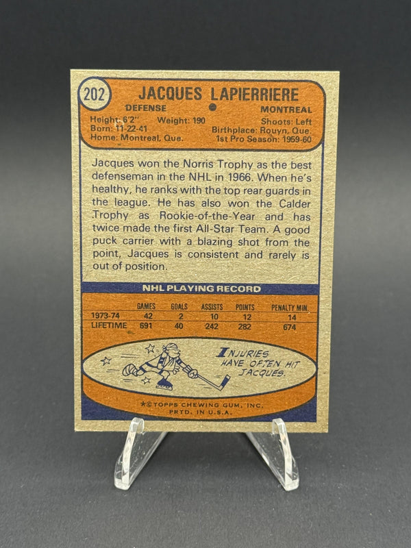 1974-75 Topps #202 Jacques Laperriere