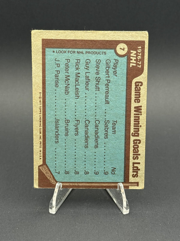 1977-78 Topps #7 1976-77 NHL Leaders Game Winning Goals