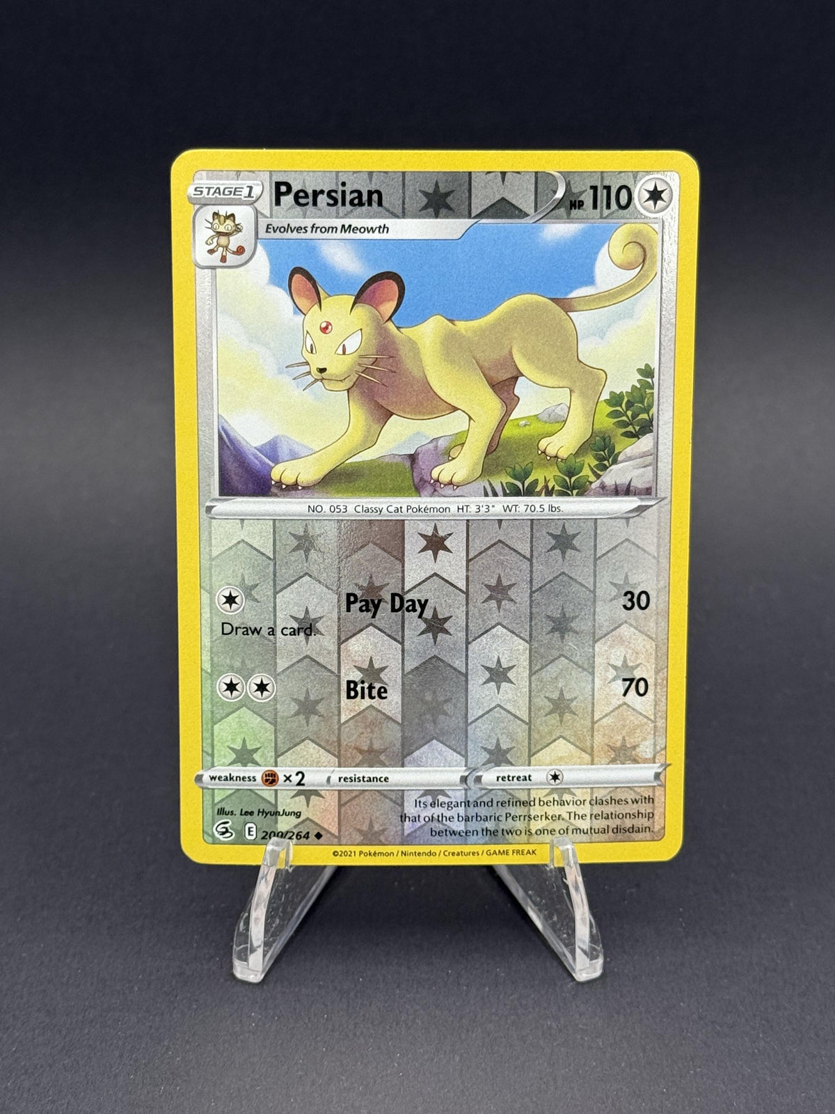 SWSH08: Fusion Strike #200/264 Persian Reverse Holo Rare