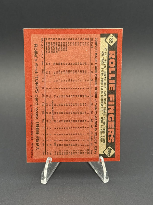 1986 Topps #185 Rollie Fingers