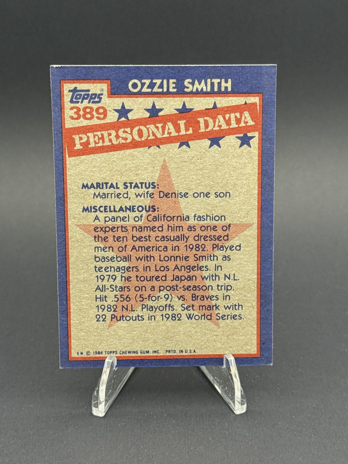 1984 Topps #389 Ozzie Smith